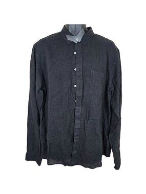 New Untuckit Mens Black Linen Button Down Shirt X-Large Tall